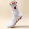 Calcetines deportivos de yoga profesionales, algodón puro, bordados, antideslizantes de silicona, calcetines acolchados para el suelo, calcetines de media pantorrilla para Pilates y fitness en interiores