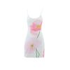 Estilo Ins Europeo y Americano Verano Pequeño Fresco para Mujer Tirantes Cuello U Sexy Espalda Descubierta Falda Línea A Vestido Estampado Floral