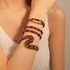 Pulseira Aberta de Couro Plissado Geometricamente Torcido Estampada de Leopardo Moda Transfronteiriça Pulseira Retrô Pulseira de Alto Padrão Europeia e Americana para Mulheres