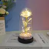 Rosa de folha de ouro flor eterna cobertura de vidro luz noturna dia das mães dia dos namorados presente de aniversário ornamentos criativos