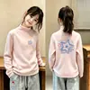 2026 Top de Forro Polar Otoño/Invierno para Niñas Medianas y Grandes Camiseta Elegante de Manga Larga Versátil Prenda Base Moda Cuello Alto Ropa Interior