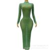 Moda Europea y Americana de Alta Gama Elegante Falda Larga Corte Entallado Aspecto Adelgazante de Cadera Vestido de Noche de Banquete con Pedrería Ropa para Actuaciones de Baile en Discotecas