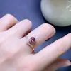 Anillo de Turmalina Natural Puro, Plata de Ley S925 Incrustado con Cristales Limpios y Buen Brillo, Piedra Principal 5*7mm