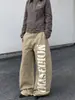 Jeans Retro Americano com Estampa de Letras Scimitar para Homens e Mulheres, Novas Calças de Trabalho Cáqui, Calças Largas Soltas de Comprimento Total