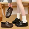 Sapatos Mary Jane femininos estilo Birkenstock, estilo britânico, em couro genuíno, bico redondo, nova coleção outono 2026, sola macia, confortáveis de usar