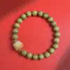 Pulseira de sândalo verde de círculo único diy com flor Fulu truque do dinheiro pulseira literária para homens e mulheres rosário portátil cabaça