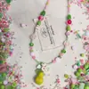Guayaba de Verano~ Collar de Guayaba con Perlas Estilo Bosque Fresco y Sencillo para Mujer, Único y Estéticamente Agradable, Cadena Dulce y Linda para la Clavícula