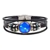 Zino nueva joyería creativa pulsera de doce constelaciones cuero tejido hebilla de vidrio joyería al por mayor una generación de cabello