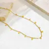 Collar de Acero de Titanio Cortado a Láser con Colgante de Gota de Agua y Disco Cuadrado para Mujer, Cadena para Clavícula de Acero de Titanio, Joyería Ecológica