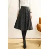 Falda Larga de Cuadros Otoño Primavera Casual Recta Blanca Patchwork Irregular Elegante de Oficina Color Sólido