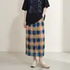 Falda plisada estilo Miyake, disponible en tres colores, de cintura alta, con lunares contrastantes, falda larga estilizada, estilo de diseñador