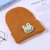 Gorro de punto para niños europeos y americanos, de otoño e invierno, acrílico, de lana con dibujos animados, cálido, de color liso