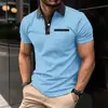 Atacado transfronteiriço masculino casual simples cor sólida impressão 3D manga curta abotoado POLO verão novas chegadas da fábrica de origem