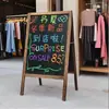 Soporte de Exhibición de Pizarra Publicitaria de Madera de Doble Cara para Entrada de Tienda Exterior Pizarra para Escribir a Mano Tablero de Exhibición de Pie