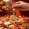 Llavero de Cuatro Hojas Dorado Oro Puro 999 Cantidad mínima de pedido 1 pieza Palabras Auspiciosas Colgante Dorado Regalo Venta al por mayor Cantidad mínima de pedido 1 pieza