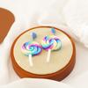 Aretes de Piruleta Dulce Arcoíris modernos elegantes simples personalidad nicho aretes clip para la oreja de bobina de mosquito sin perforación mujeres