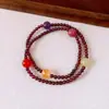 Pulsera apilable con cuentas de piedra color granate, diseño de pulsera de moda de lujo ligero y de alta gama, accesorio de mano vintage simple y versátil