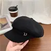 Gorro Octagonal de Lana para Mujer Otoño e Invierno 2026 Gorro de Artista Vintage que Hace que la Cara Parezca Más Pequeña, Boina Versátil