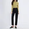 ¡Pantalones tipo Baguette Calentitos! Pantalones Cigarrillo Clásicos Forrados de Polar Negro, Jeans de Pierna Recta, Adelgazantes y Versátiles 1017