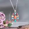 Nuevo collar de acero inoxidable estilo bohemio retro para mujer, colgante étnico clásico turquesa, joyería al por mayor