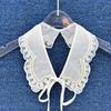 Novo Estilo Gola de Organza Bordada com Contas em Camadas com Laço de Amarrar Decoração de Gola Falsa para Roupas Femininas e Infantis, Xale e Manto