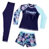 Traje de baño infantil dividido para niñas, pantalones largos de manga larga, protección solar, secado rápido, para mujer, que cubre el abdomen, adelgazante, talla grande, traje para padres e hijos