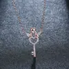 Cadena de Suéter Color Creativo Coreano Llaves Plateadas 18K Collar Microincrustado Circonita Colgante de Llave de Amor Collar