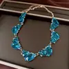 Colar e Brincos Quadrados Geométricos Irregulares Cravejados de Diamante Simples, Corrente de Clavícula Retrô, Conjunto de Joias de Luxo Leve e de Alta Qualidade para Mulheres