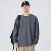 Camiseta de Manga Larga Bordada con Cuello Redondo Otoño 2025 para Hombre, Holgada, Estilo Japonés Retro, Más Fácil de Combinar, Base Casual para Pareja