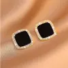 Brincos de Prata 925 Esterlina Esmaltados com Pérola e Flor de Zircônia para Mulheres, Novo Modelo Popular, Brincos Clássicos de Luxo de Alta Qualidade