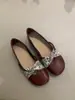 Primer Encuentro con los Zapatos de Tira Cruzada Florales Estilo Francés para Mujer, Zapatos Planos de Suela Suave para Primavera y Otoño, Zapatos de Abuela, Mocasines y Zapatos Bailarinas