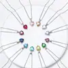 Bestseller transfronterizo Collar Whalexi de plata de ley S925, collar de corazón de circonita con piedra de nacimiento del zodíaco de doce colores