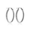 Pendientes de acero de titanio ovalados de estilo europeo y americano de una sola fila, pendientes de acero inoxidable con diamantes, pendientes de moda para mujer que combinan con todo.