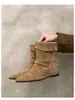 Botas de gamuza Meilad para mujer que aumentan la altura, Botas Martin, Nueva colección Otoño/Invierno 2026, Botines estilo Western, Botines cortos estilo coreano