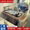 Olla Caliente de Succión en Anillo sin Humo Mesa Cocina de Inducción Integrada Comercial Montaña Fuego Lento Piedra Madera Maciza Estilo Montaña Restaurante Mesa de Comedor