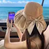 Sombrero de Sol para Mujer con Lazo Primavera y Verano, Sombrero de Pescador Versátil y Transpirable, Sombrero de Paja para Exteriores Anti-UV, Sombrero de Protección Solar
