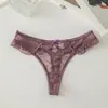 Bragas Sexys de Encaje Europeas y Americanas para Mujer Tanga Romántico de Malla con Lazo Cintura Baja Transparente Tentación Tanga para Dama