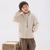 Nova jaqueta de fleece forrada para outono e inverno para meninos, de camada dupla, espessa, quente e estilosa