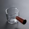 Vaso de café de vidrio al por mayor vaso de vidrio con escala pequeño Vaso de leche Taza inglesa Vaso japonés con mango de madera plato para salsa vinagre crema de vidrio