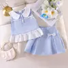 Conjunto de Falda de Verano Nuevo Estilo Coco con Cuello y Sin Mangas para Niños Europeos y Americanos Conjunto de Dos Piezas de Moda con Temperamento Fábrica de Origen