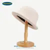 Elegante Chapéu de Pescador com Aba Enrolada Estilo Japonês para Mulheres, Chapéu de Balde Cúpula Estilo Hepburn Retrô Francês, Chapéu Cloche Fashion Outono e Inverno