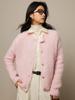 Cárdigan Suéter de Alpaca Rosa con Cuello Redondo y Forro de Felpa Larga 2026 Nuevo Chaqueta de Punto Holgada para Mujer Top de Otoño e Invierno para Mujer