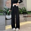 Pantalones de traje nuevos de primavera y verano 2025 para mujer, de cintura alta, con dobladillo, sueltos, de pierna ancha, cortos, de moda, altos