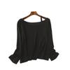 Camiseta Básica Versátil de Nuevo Modelo para Mujer de Primavera, Hombros Descubiertos Discretos, Manga Larga, Holgada, para Usar como Base para Mujer