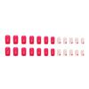 Manicura Francesa Corazón Biselado Rojo Rosa de Longitud Media Uñas Cuadradas Portátiles Estilo Ins Europeo y Americano Manicura para Damas Dulces