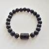 Pulsera Elástica de Cuentas Transfronterizas Europeas y Americanas Espaciador Negro Mate Doce Constelaciones Piedra Natural con Cuentas Pulsera de Pareja