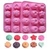 12 flores e plantas uniformes molde de bolo lunar de silicone molde de bolo de pele de gelo de silicone molde de sabão frio molde de sabão artesanal de silicone