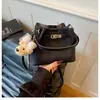 Bolso de Mano de Oficina de Alta Gama de Moda con Cierre de Patrón Lichi Retro, Bolso de Hombro a la Moda, Bolso Cruzado Tipo Cubo Versátil y Elegante