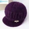 Moda de invierno gorro de lana grueso y cálido con forro polar para ancianos para mujeres, mamá, sombrero para mediana edad y ancianos