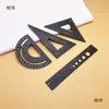 Fábrica Aleación de Aluminio Negra Juego de Reglas de Cuatro Piezas Regla Recta Transportador Regla Metálica Set de Papelería para Estudiantes de Primaria Venta al por Mayor
